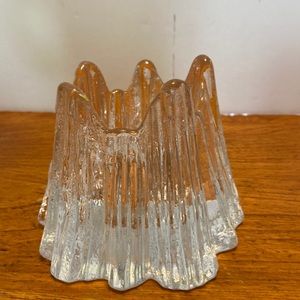Vintage Nybro Sweden volcano clear crystal 3 3/4” tall votive candle holder
